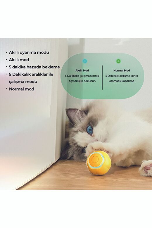 Akıllı Kedi Topu, Kendinden Hareketli Kedi Oyuncağı, Interaktif Kedi Köpek Topu Pembe 4