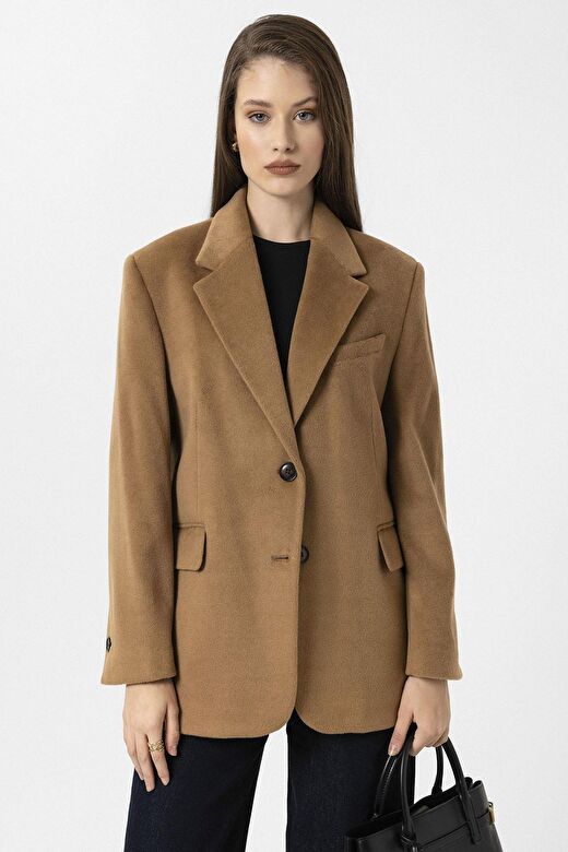 Antioch Camel Kadın Yün Karışımlı Blazer Ceket 1