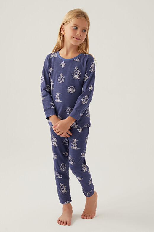 Rolypoly Lacivert Kız Çocuk Pijama Takımı 3