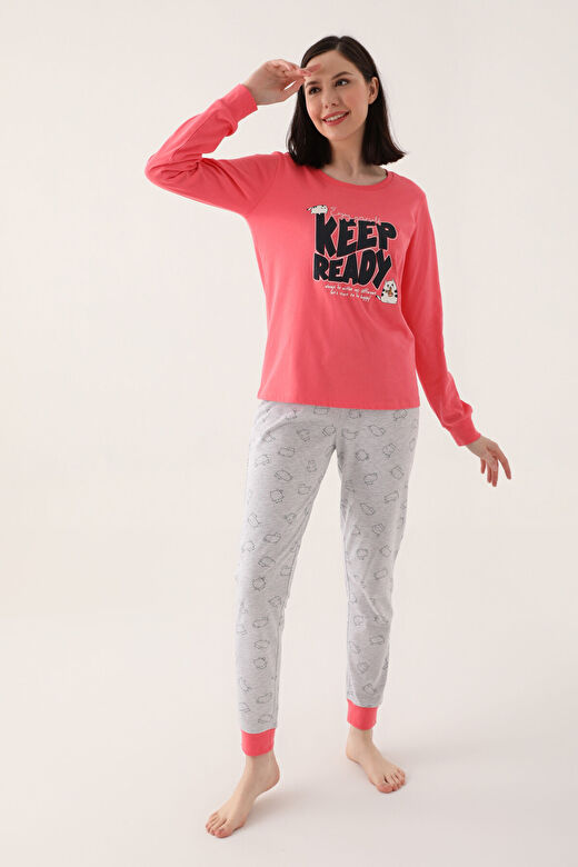 Rolypoly Ready Pembe Kadın Uzun Kol Pijama Takım 2