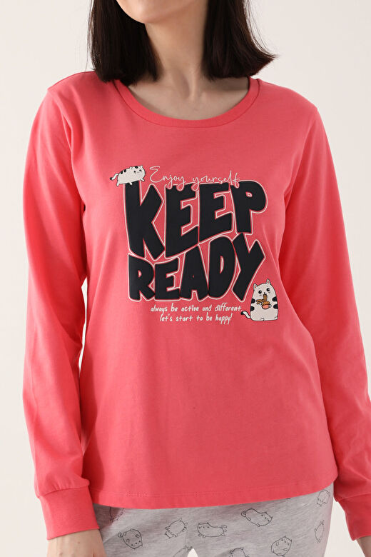Rolypoly Ready Pembe Kadın Uzun Kol Pijama Takım 4
