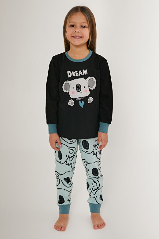 Rolypoly Siyah Kız Çocuk Uzun Kol Pijama Takım 2