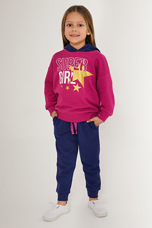 Rolypoly Super Girl Koyu Pembe Kız Çocuk Eşofman Takımı 1