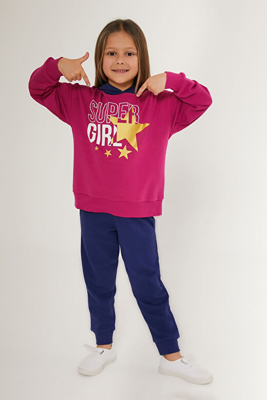 Rolypoly Super Girl Koyu Pembe Kız Çocuk Eşofman Takımı 3