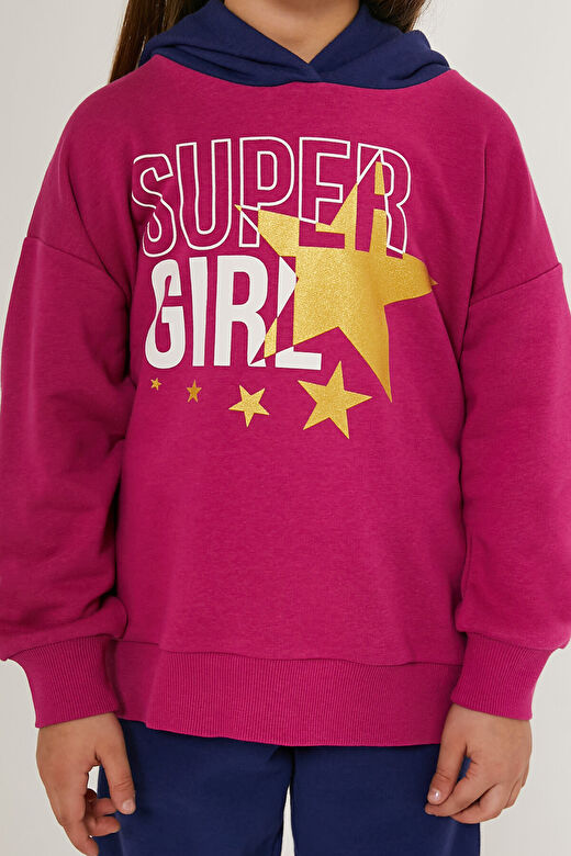 Rolypoly Super Girl Koyu Pembe Kız Çocuk Eşofman Takımı 4