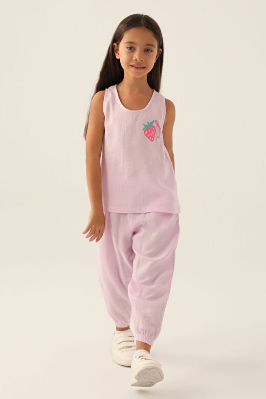Rolypoly Kız Çocuk Mor Kısa Kol Pijama Takım 2
