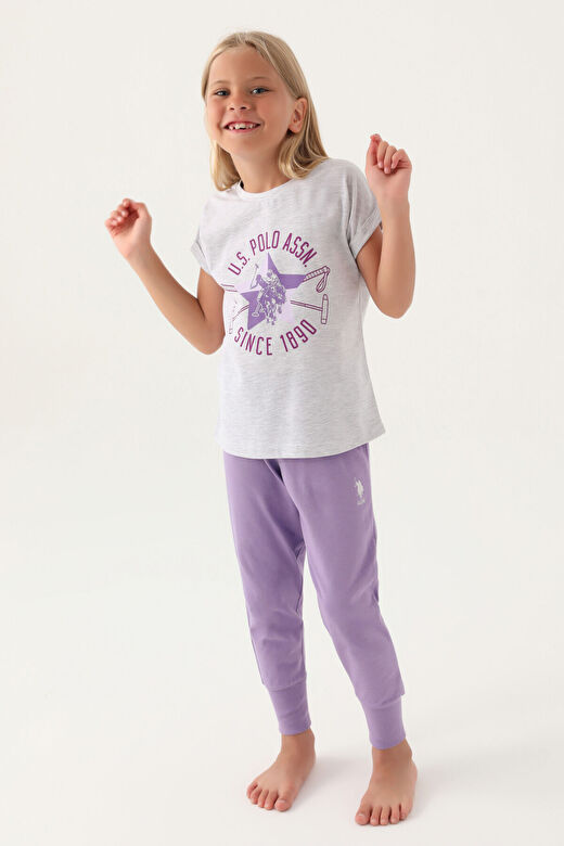 U.S. Polo Assn Lisanslı Starry Kar Melanj Kız Çocuk Pijama Takımı 1