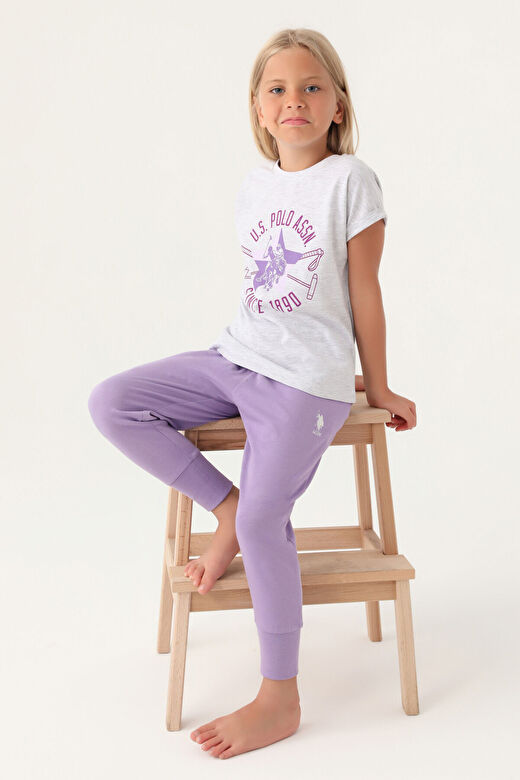 U.S. Polo Assn Lisanslı Starry Kar Melanj Kız Çocuk Pijama Takımı 3