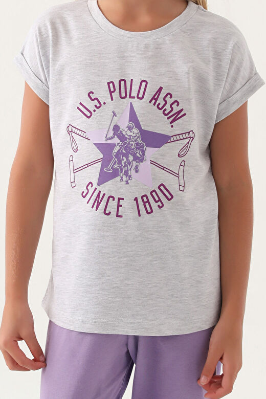 U.S. Polo Assn Lisanslı Starry Kar Melanj Kız Çocuk Pijama Takımı 4