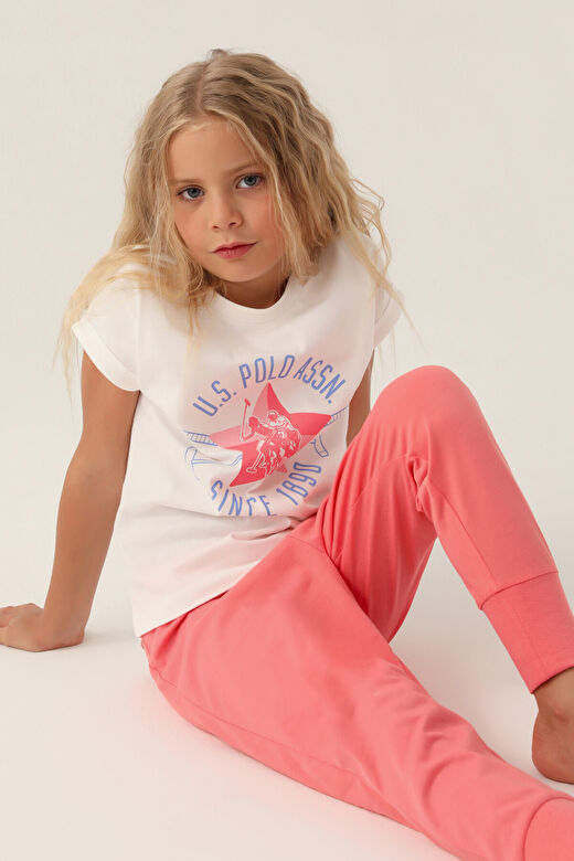 U.S. Polo Assn Lisanslı Starry Krem Kız Çocuk Pijama Takımı 2