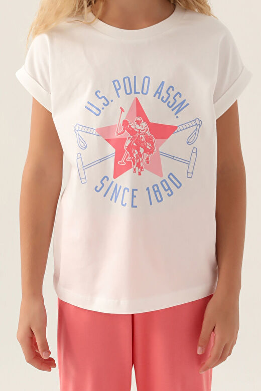 U.S. Polo Assn Lisanslı Starry Krem Kız Çocuk Pijama Takımı 4