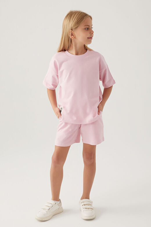 Rolypoly Kız Çocuk Pembe Şort Takım 2
