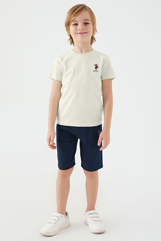 U.S. Polo Assn Light Blue Krem Erkek Çocuk Bermuda Takım 3