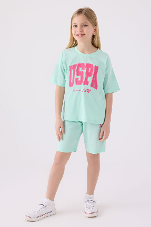 U.S. Polo Assn Kız Çocuk  Mint Bermuda Takım 1