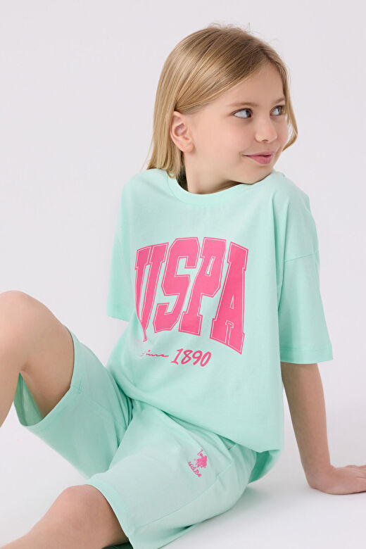 U.S. Polo Assn Kız Çocuk  Mint Bermuda Takım 2