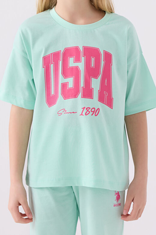 U.S. Polo Assn Kız Çocuk  Mint Bermuda Takım 4