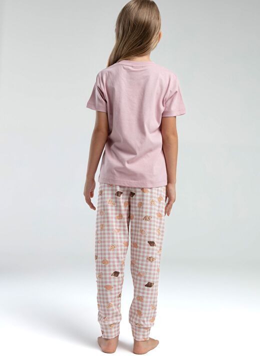 RolyPoly Kız Çocuk Pembe Kısa Kol Pijama Takım 3