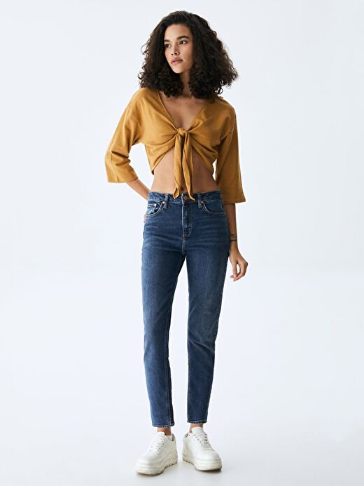 Ronna X Yüksek Bel Dar Paça Slim Jean Pantolon 1