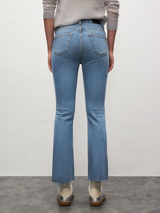 Lynda X Yüksek Bel Geniş Paça Cropped Flare Jean Pantolon 3