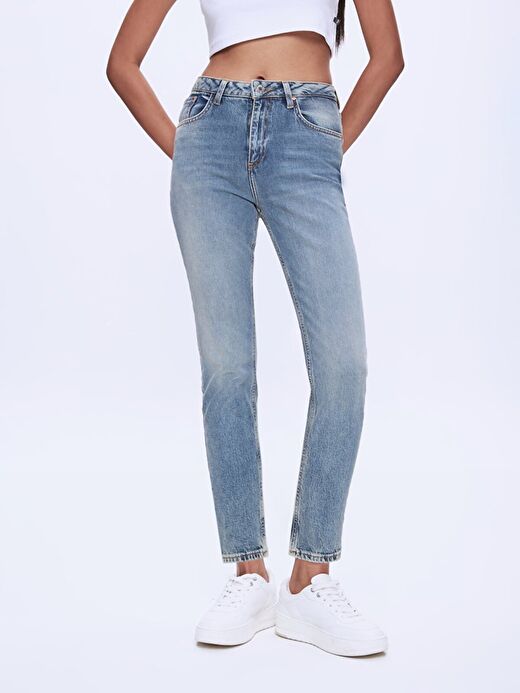 Ronna X Yüksek Bel Dar Paça Slim Jean Pantolon 2