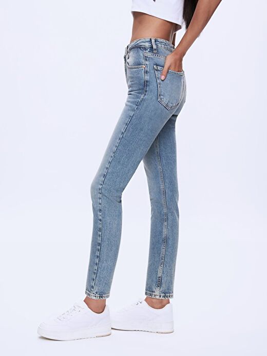 Ronna X Yüksek Bel Dar Paça Slim Jean Pantolon 4