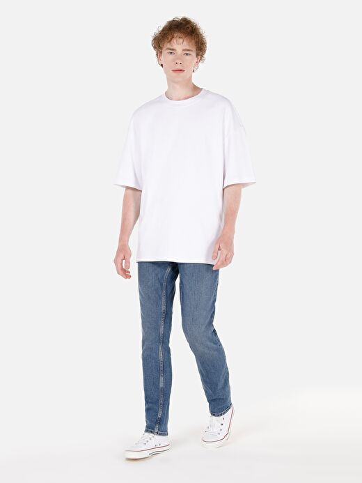 044 Karl Normal Kesim Düşük Bel Düz Paça Mavi Erkek Pantolon Cl1072435 3