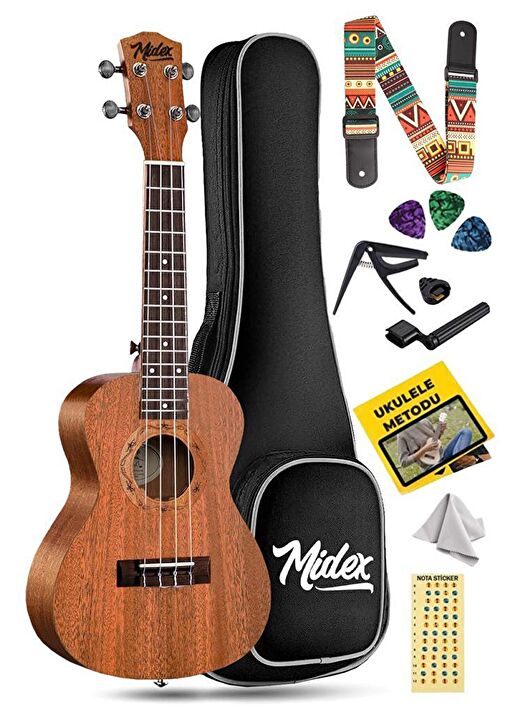 Midex SP-21M Set Maun Soprano Ukulele (Softcase Capo Metod Nota Sticker Askı Pena) 1