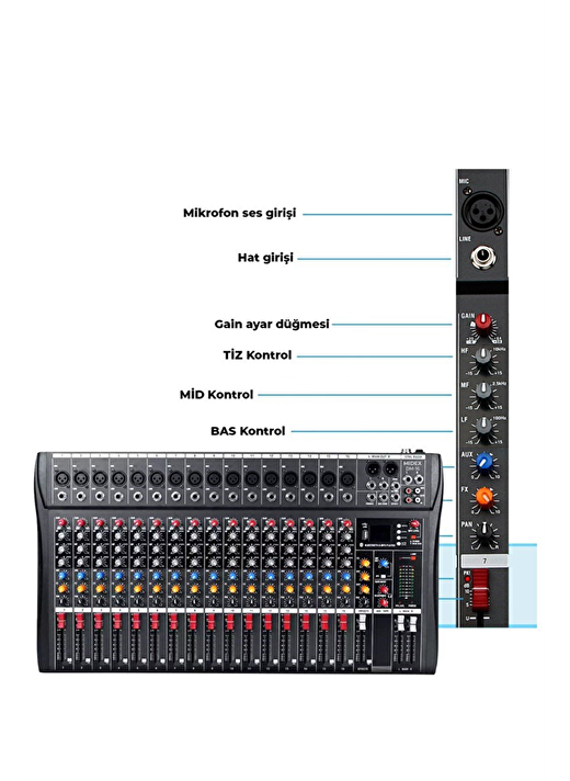 Midex Deck Mikser 16 Kanal Ses Mikseri (DM-16) 4