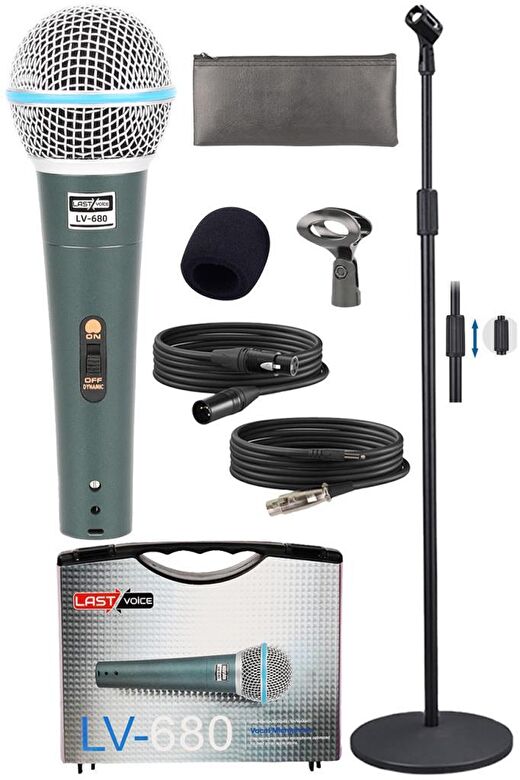 Lastvoice Lv-680STM Kablolu Dinamik Mikrofon Seti (Boy Stand Cüzdan Çift Kablo Sünger Tutacak) 2