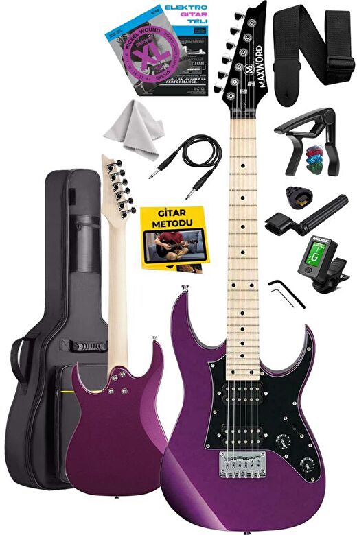 Maxword DE-150PU Maple Klavye HH Manyetik Yüksek Kaliteli Elektro Gitar Seti 2