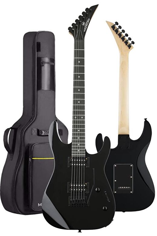 Maxword Grade Black Rosewood Klavye HH Yüksek Kaliteli Floyde Rose Elektro Gitar 4