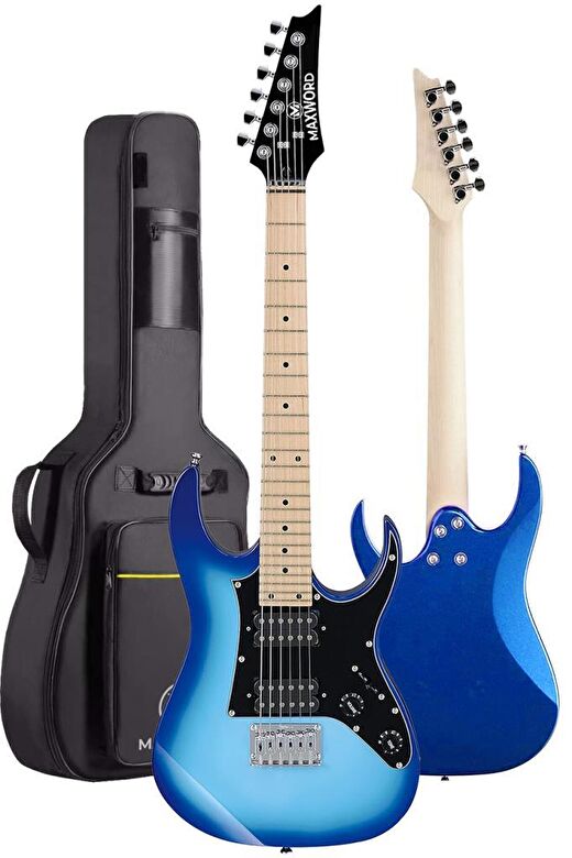 Maxword DE-150BL-ST Maple Klavye HH Manyetik Yüksek Kaliteli Elektro Gitar Seti 3