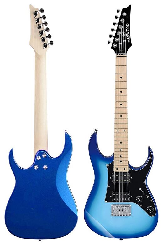 Maxword DE-150BL-ST Maple Klavye HH Manyetik Yüksek Kaliteli Elektro Gitar Seti 4