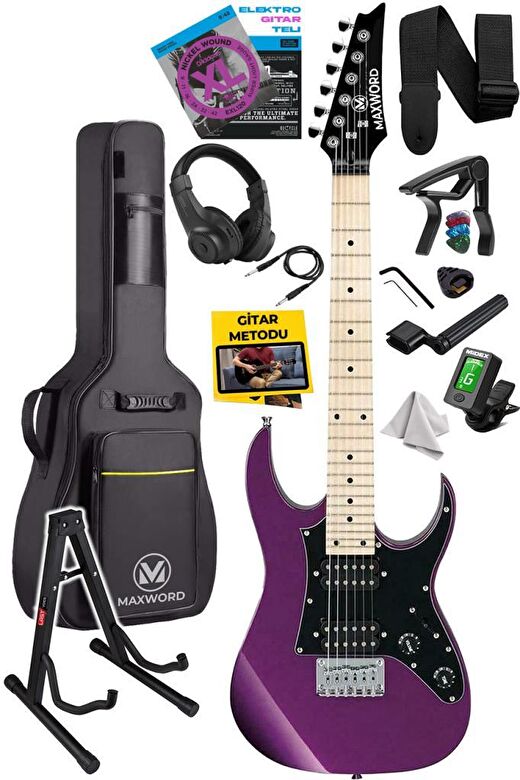 Maxword DE-150PU-ST Maple Klavye HH Manyetik Yüksek Kaliteli Elektro Gitar Seti 1