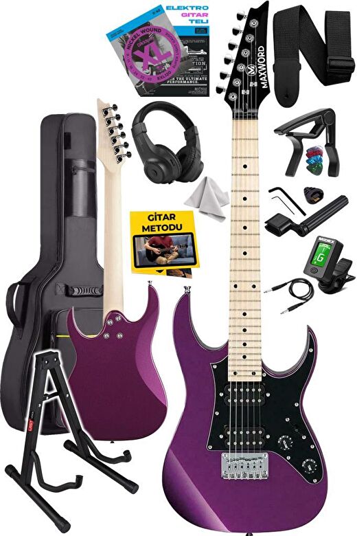 Maxword DE-150PU-ST Maple Klavye HH Manyetik Yüksek Kaliteli Elektro Gitar Seti 3