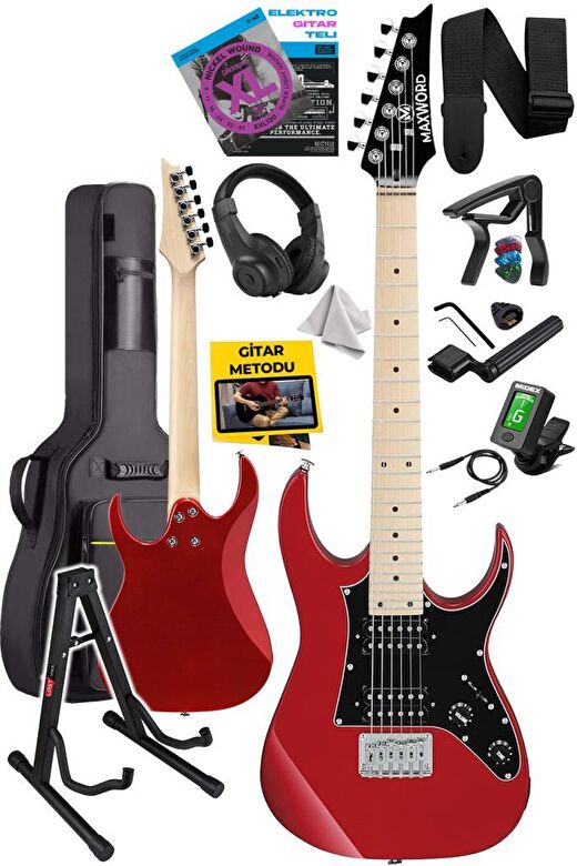 Maxword DE-150RD-ST Maple Klavye HH Manyetik Yüksek Kaliteli Elektro Gitar Seti 2