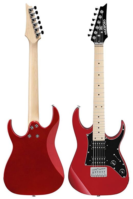 Maxword DE-150RD-ST Maple Klavye HH Manyetik Yüksek Kaliteli Elektro Gitar Seti 4
