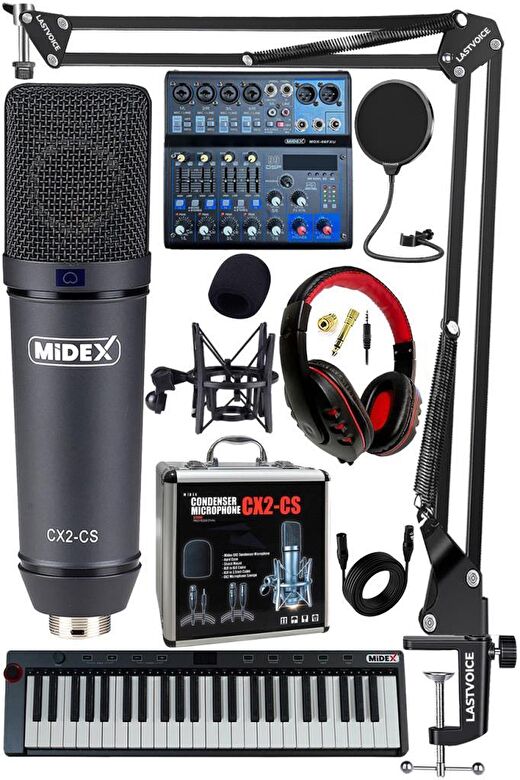 Stüdyo Ekipmanları Midi Live Paket-5 Ses Kartlı Mikser Midi Klavye CX2 Mikrofon Kulaklık 1