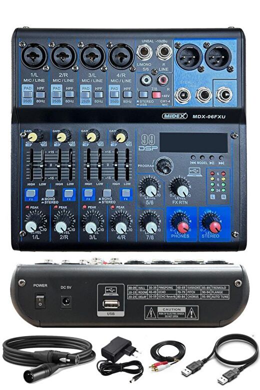 Stüdyo Ekipmanları Midi Live Paket-5 Ses Kartlı Mikser Midi Klavye CX2 Mikrofon Kulaklık 4