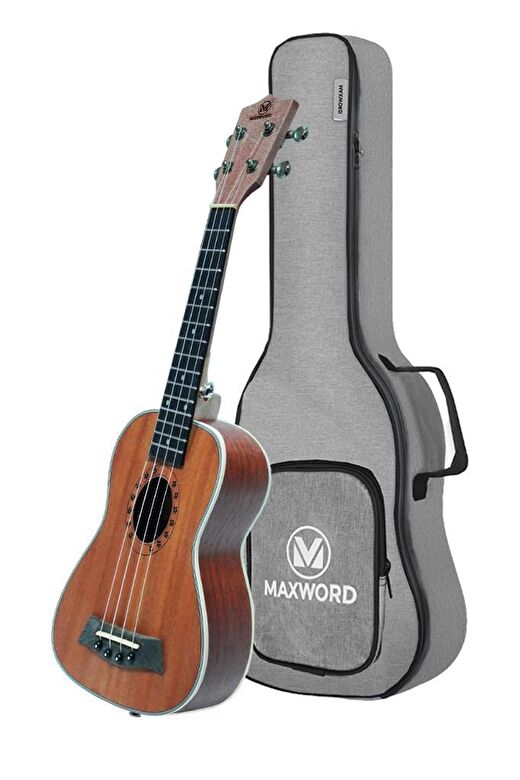Maxword MU-21 PRO Yüksek Kaliteli Maun Soprano Ukulele Seti 2