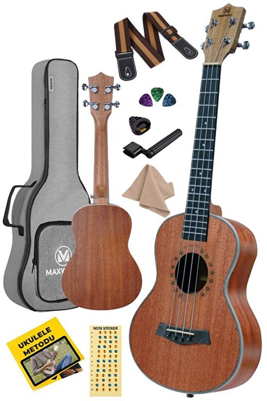 Maxword MU-26 PRO Yüksek Kaliteli Maun Tenor Ukulele Seti 3