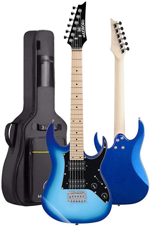 Maxword DE-150BL-35AMP Maple Klavye HH Yüksek Kaliteli 35W Amfili Elektro Gitar Seti 3