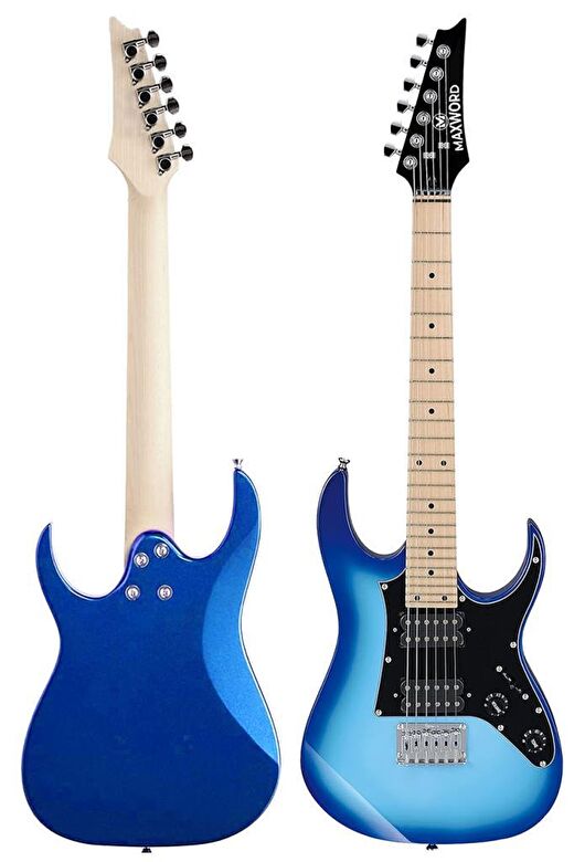 Maxword DE-150BL-35AMP Maple Klavye HH Yüksek Kaliteli 35W Amfili Elektro Gitar Seti 4