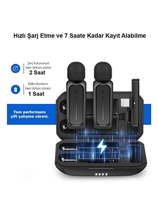Hepa Merz R-42 İphone ipad Type-c Çiftli Yüksek Kaliteli Kablosuz Yaka Mikrofonu 3