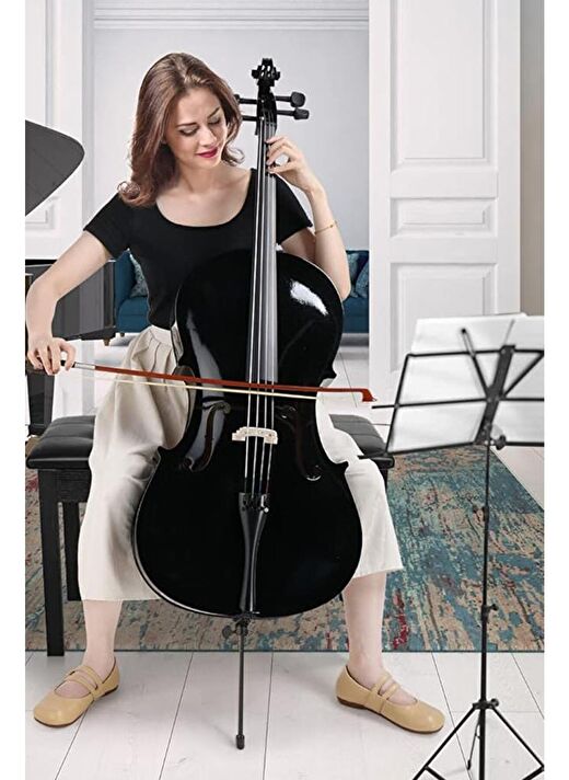 Midex GT-124BK-PAK Profesyonel Üst Kalite Siyah Çello Viyolonsel Full Set 2
