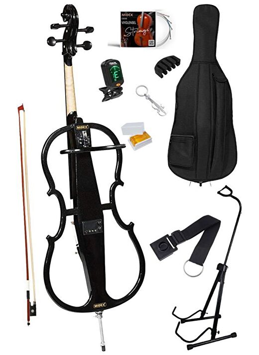 Midex GTC-400BK-PAK Profesyonel Siyah Elektro Çello Full Set 2