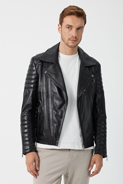 Biker Siyah Deri Mont 3