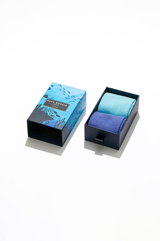 2'li Nakış Logolu Unisex Çorap - Eco Characters - Ocean 1