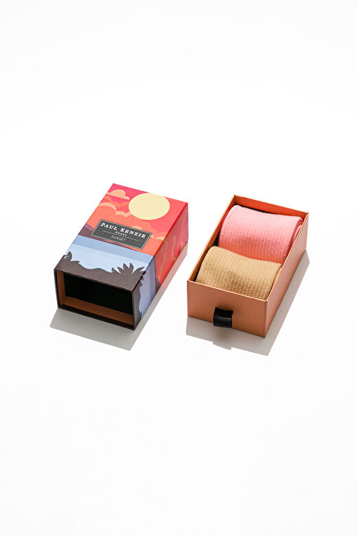 2'li Nakış Logolu Unisex Çorap - Eco Characters - Sunset 1