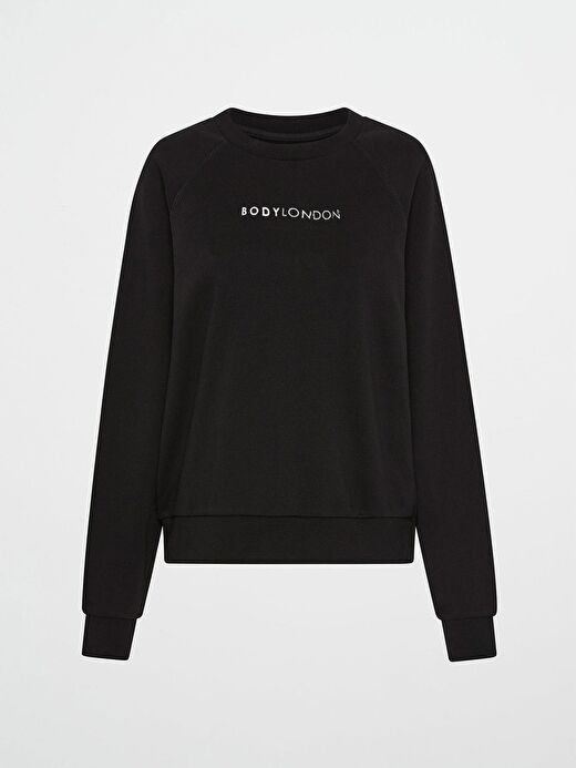 Body London  Pamuklu Normal Kalıp Oversize Günlük Siyah Sweatshirt  2